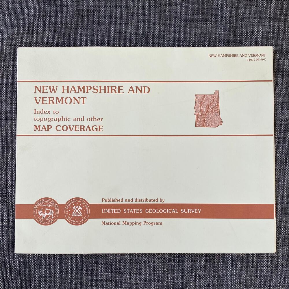 NH VT USGS Index to Topographic Map Coverage NEW CONDITION
